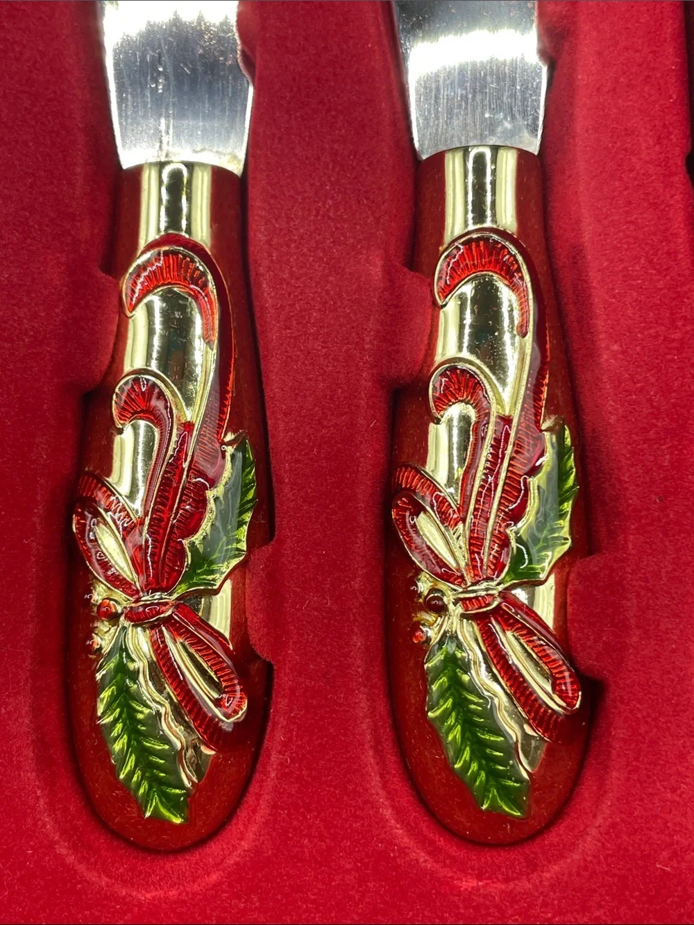Retired Lenox Holiday Nouveau Cheese Spreaders Set of 4 in Original Box, Brass